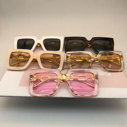New light color sunglasses PC full frame chain hollow temples women's sunglasses European and American style sunglasses