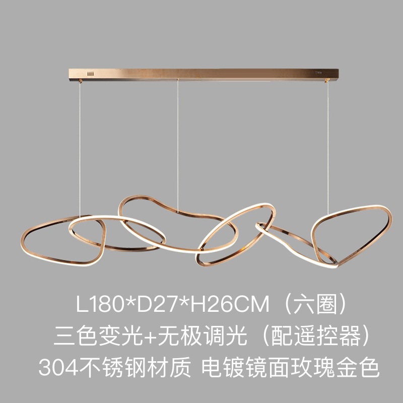 Candelabro de restaurante, barra de bar creativa de lujo ligero, sala de estar personalizada, estilo nórdico minimalista, círculo de acero inoxidable, arte, lámpara de forma especial