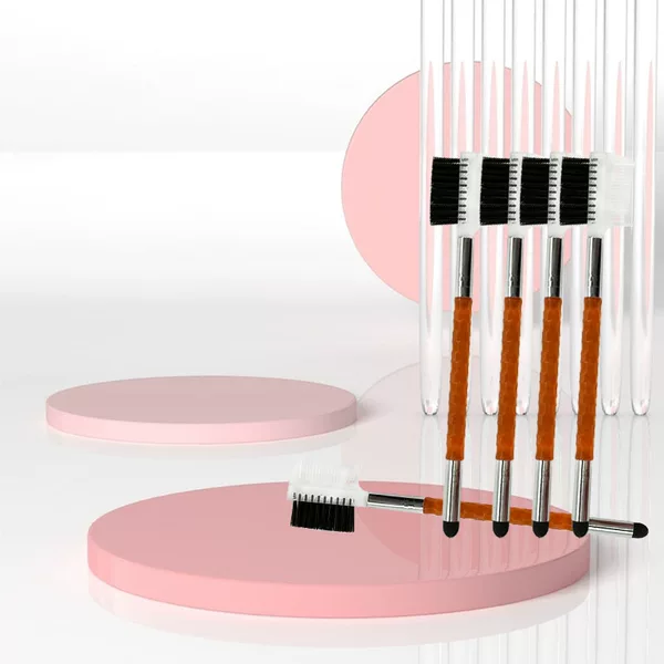 Eyebrow brush eye eyelash curler brush eyebrow comb comb portable dual-purpose double-headed makeup brush tool
