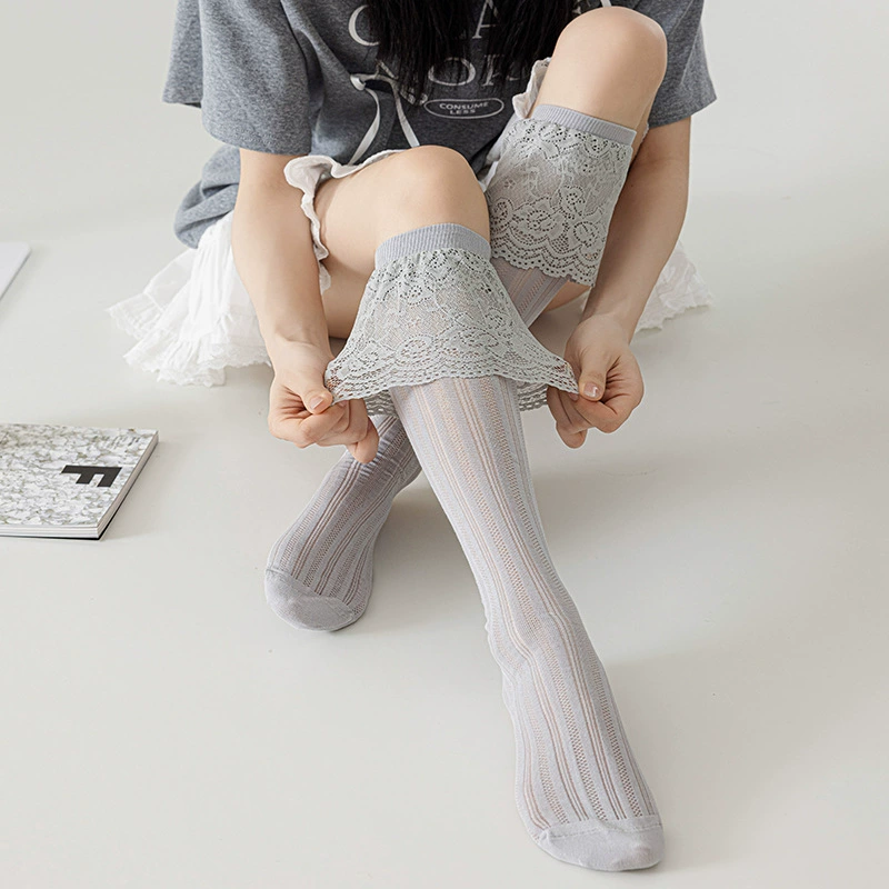 Lace summer thin white socks, high boots