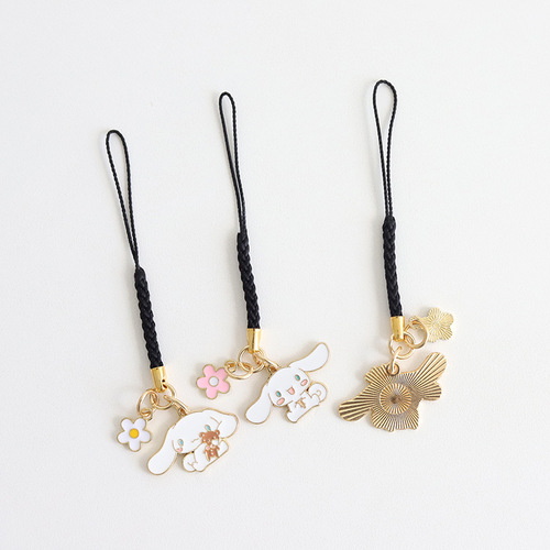 Cute cartoon cinnamon dog flower USB flash drive lanyard mobile phone chain bag pendant anti-lost pendant student jewelry