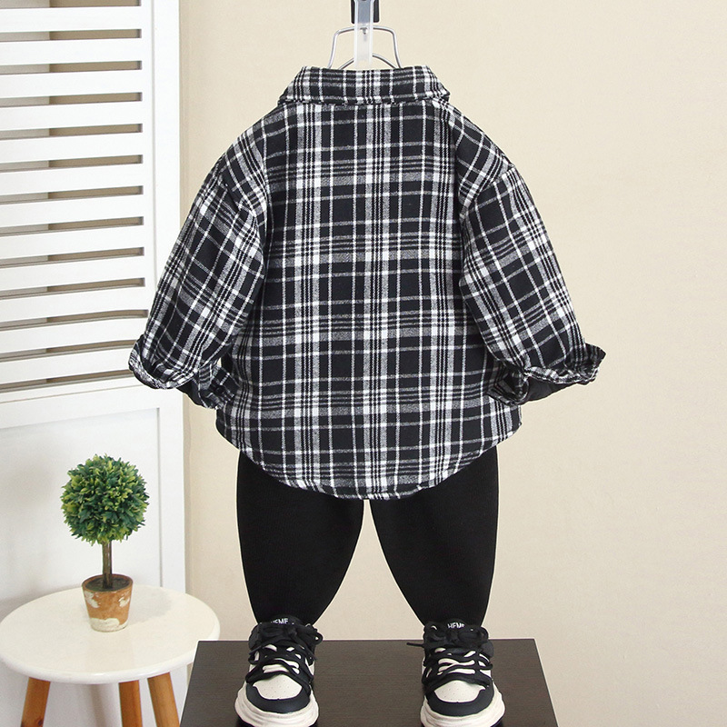 6819 niños más camisa de terciopelo ropa de otoño e invierno chaqueta gruesa para niños 2025 nuevo bebé ropa de invierno más chaqueta de terciopelo