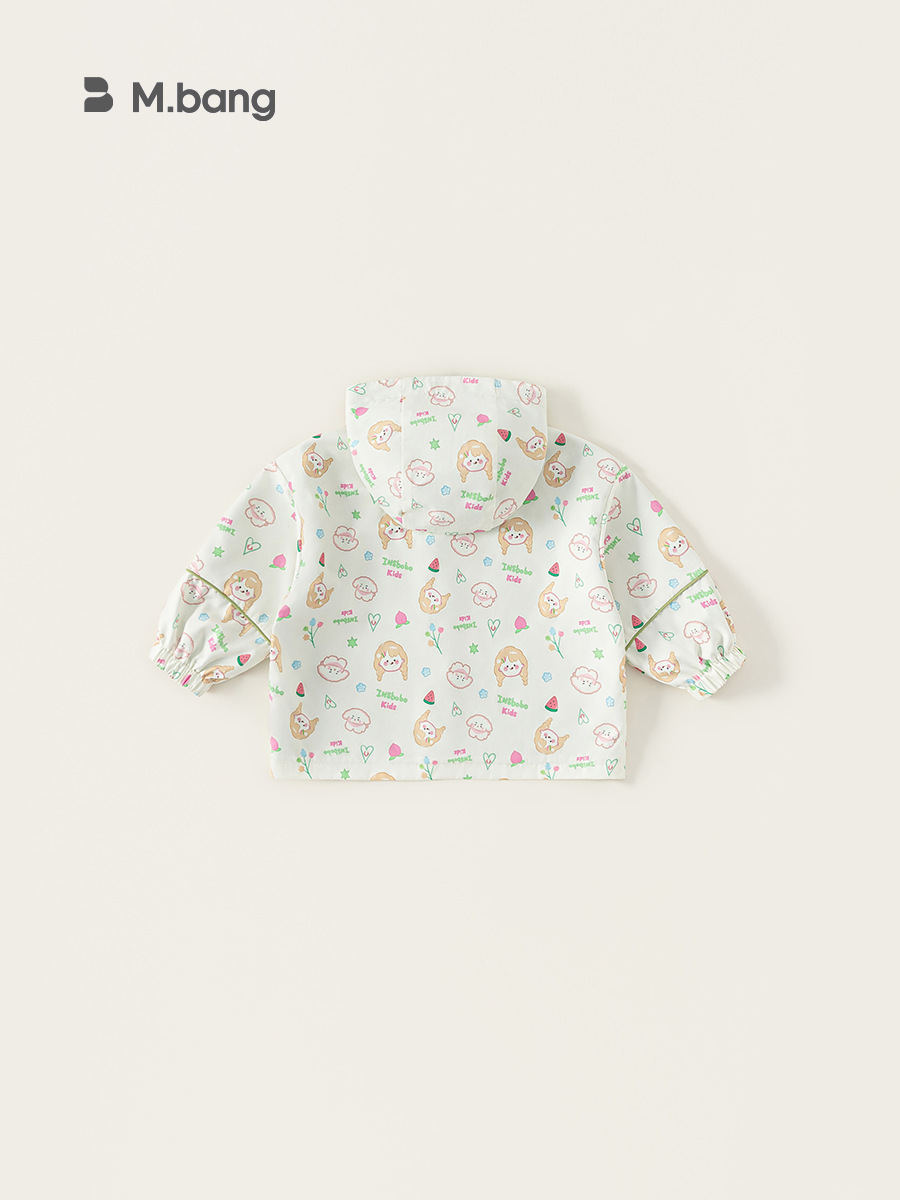 Yoobao ropa infantil de niñas ropa de otoño 2025 nueva niña impresa de manga larga bolsillo chaqueta con capuz para niños