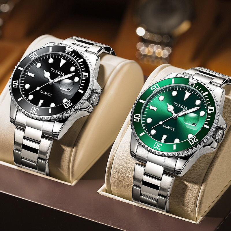 抖音快手网红爆款手表跨境外贸夜光防水绿水鬼手表男士石英表男表