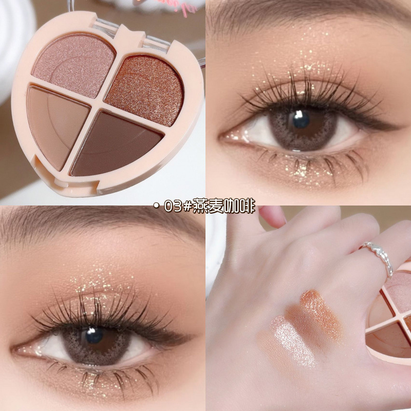Latinoamérica coreana de cuatro colores de sombra de ojos, polvo brillante de perlas, polvo brillante fino, maquillaje diario de sombra de ojos, fiesta estudiantil