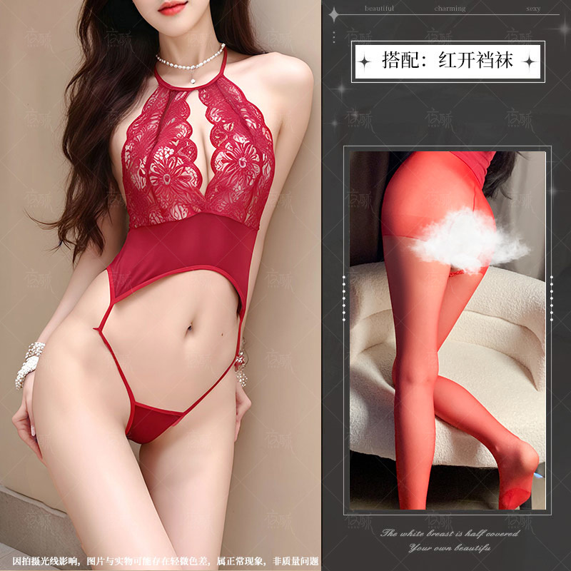 부르고뉴 + 레드 가랑이 없는 양말