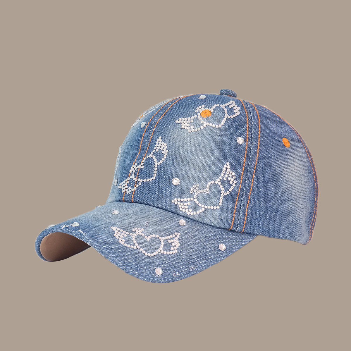 Korean Fashion Blue Rhinestone Wings Wide-brimmed Baseball Cap display picture 6