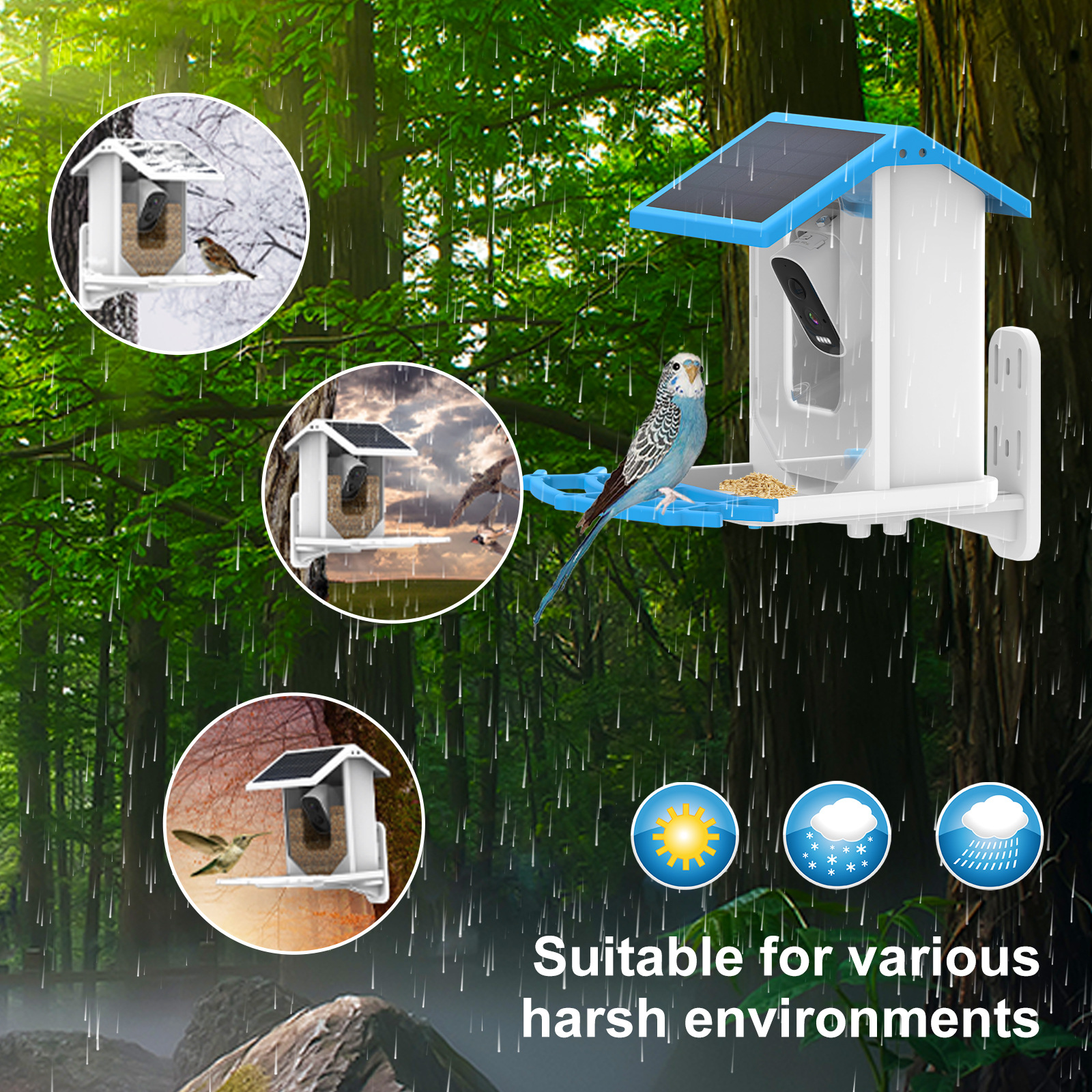 Comedero inteligente para pájaros con IA que reconoce más de 10,000 especies de aves, alimentador de mascotas de 5MP con energía solar, directo de fábrica.
