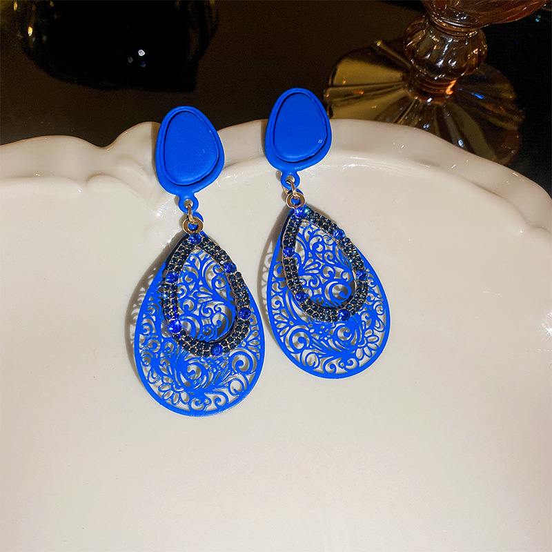 Exaggerated Tassel Copper Plating Artificial Rhinestones Earrings 1 Pair