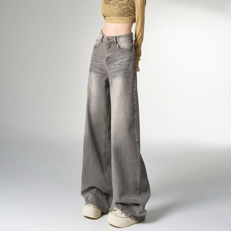 Retro denim fitted spring trousers