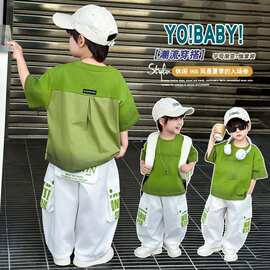男童夏装短袖长裤套装2026新款帅气儿童痞帅小男童装宝宝夏季衣服