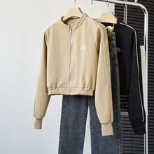 美式辣妹休闲运动小个子外套女秋冬新款宽松显瘦复古短款开衫上衣