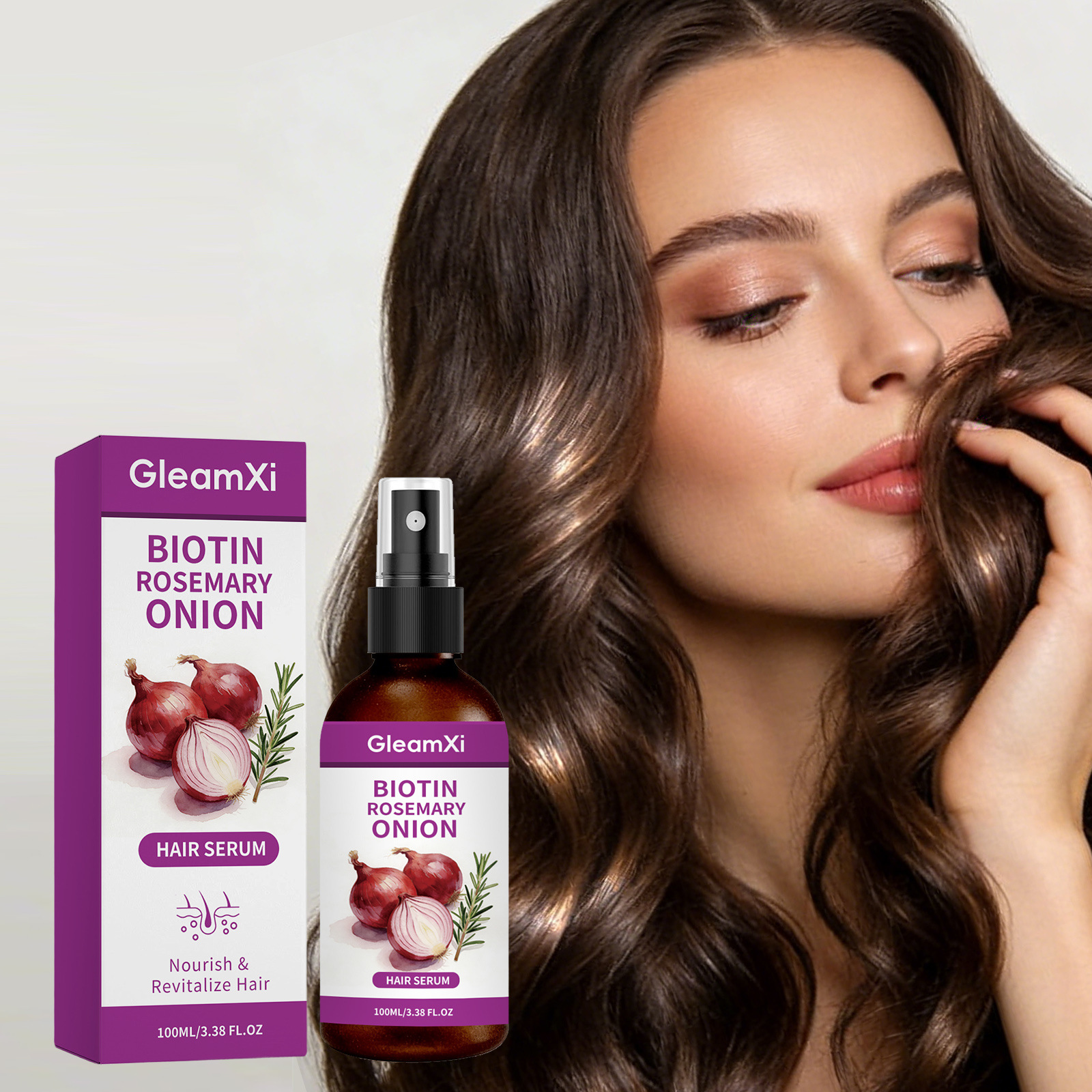 Gleamxi Rosemary Hair Care Spray Smoothes, Adds Volume, and Provides Long-Lasting Fragrance, Moisturizes Hair, and Leaves It Shiny