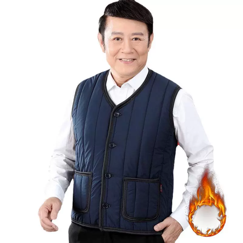 Жилет для мамы и папы среднего и пожилого возраста, зимнее пальто, модный жилет, кардиган, стеганая одежда для папы на флисовой подкладке