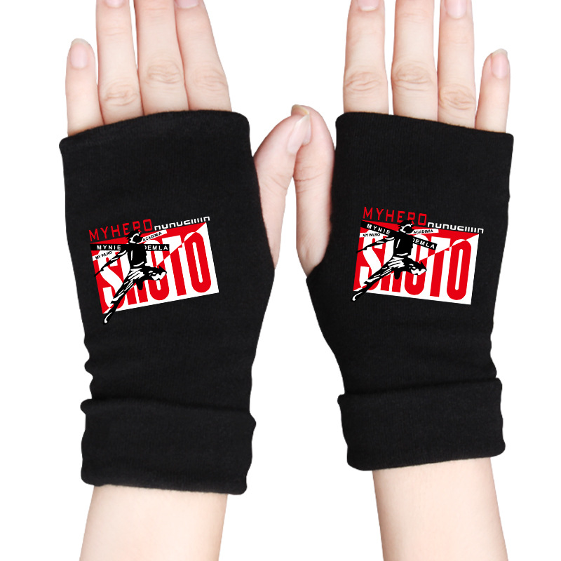My Hero College Gloves Frozen Two-dimensional Animation Surrounding Men's and Women's Typing Games Warm Half-finger Gloves