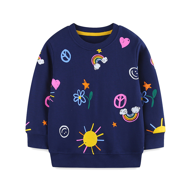 Suministro transfronterizo 2026 suéter de niña moda estampada sudadera infantil de punto cuello redondo de algodón image 7