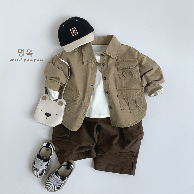 Camisas infantiles de viento de trabajo 2025 ropa de primavera nueva chaqueta de viento al aire libre de niñas ropa infantil japonesa coreana al por mayor