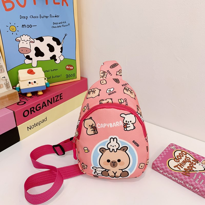 2025 nuevo bolso infantil caricatura lindo capibara bolso de pecho impresión extranjera mini mochila infantil