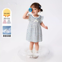 宝宝公主裙女童连衣裙2025夏季新款婴儿裙子周岁宝宝礼背心海军裙