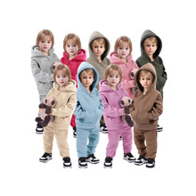 2024秋冬季儿童卫衣运动套装加绒保暖童装长袖长裤两件套批发代理