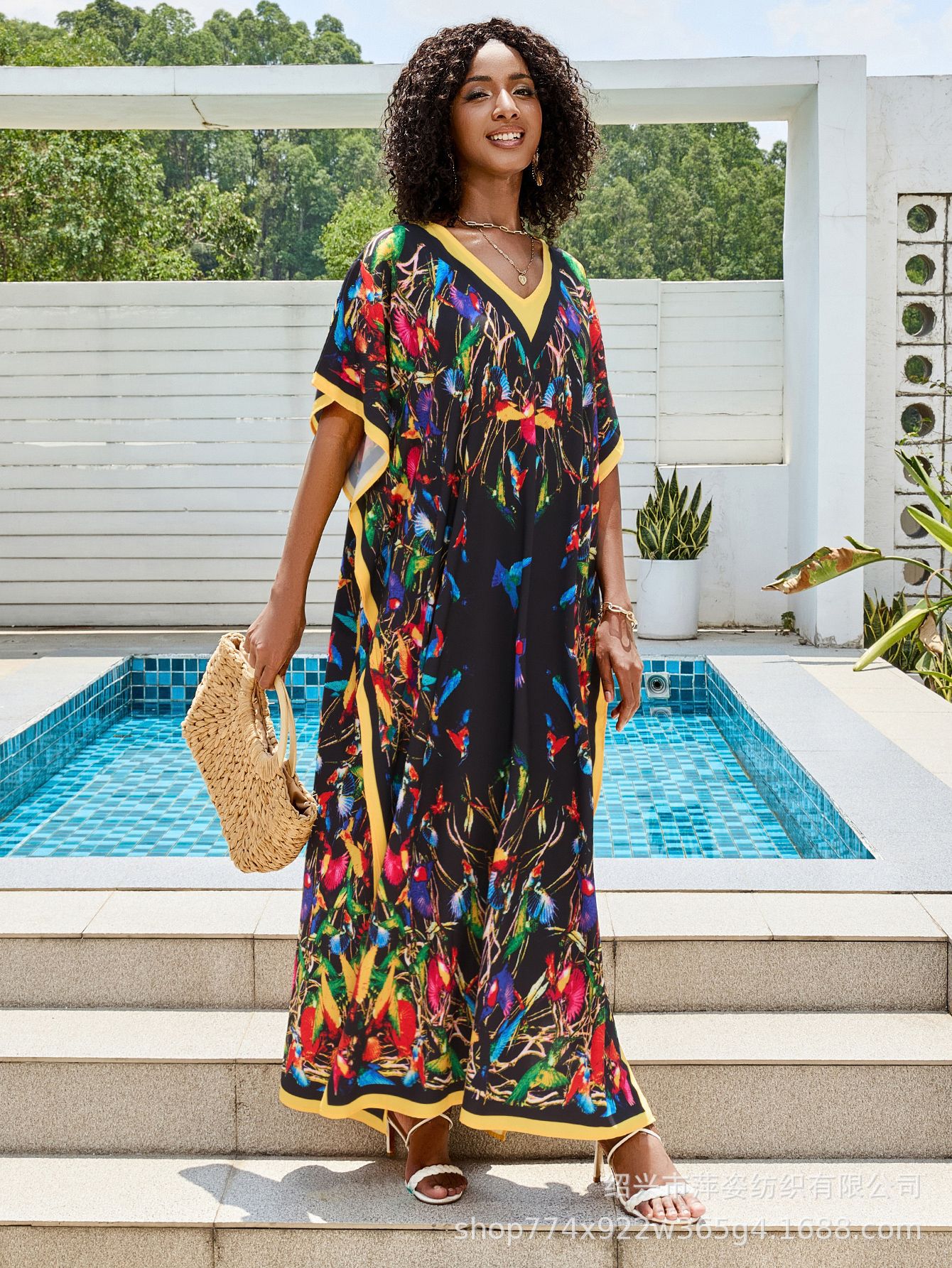 Transfronterizos amazonas impresa camiseta de playa bikini camiseta protector solar ropa de vacaciones suelta trajes de baño 5D349