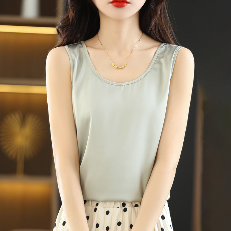 Cross-Border 2025 New Summer Women's Plus Size Clothing Women's Outer Wear Bottoming Inner Tops Ice Silk Camisole