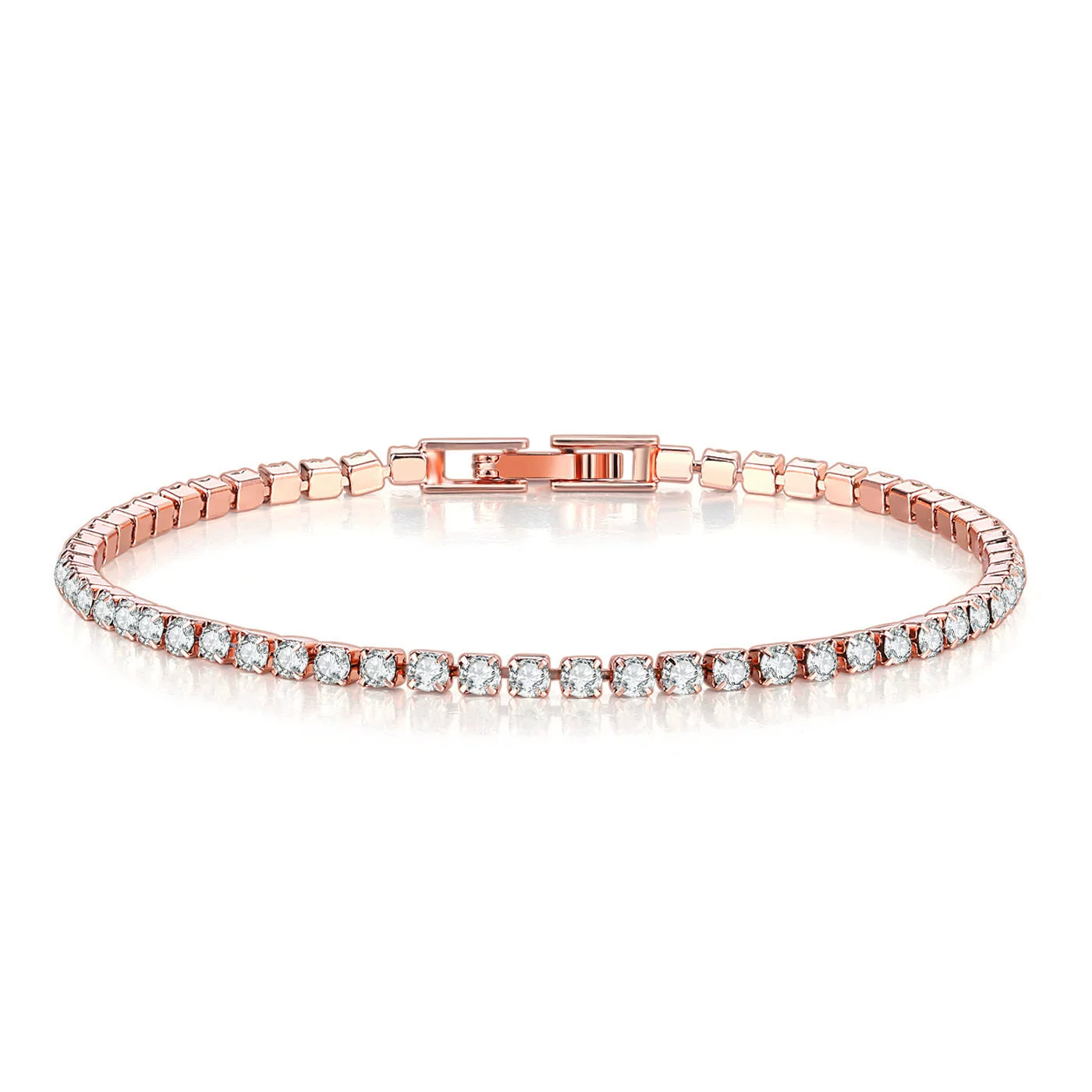 Браслет tennis Chengyuan Jewelry, циркон 2,5 мм, медь с гальваническим покрытием, 14–19 см