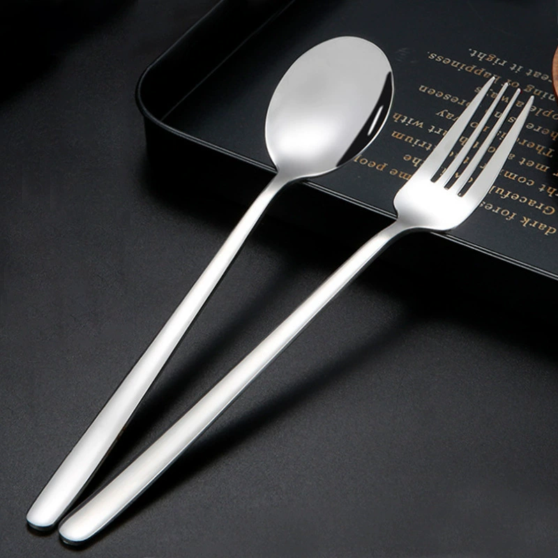 304 нержавеющая сталь ложка Вилка креативный ресторан отель посуда ложка Вилка корейский стиль длинная ручка Ложка Вилка Набор из двух предметов