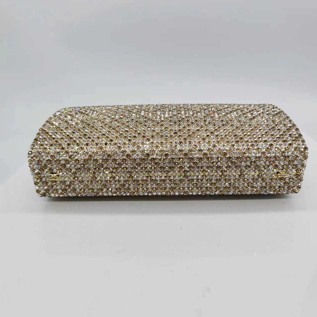 Túi clutch nữ đính kim cương hộp vuông nhỏ kẻ sọc cầm tay dự tiệc — Bạch kim, Cá tính đặt làm
