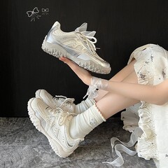 蘇ライン ~ 消臭通気快適靴マット内にレース真珠徳訓靴通気真皮カジュアル靴女