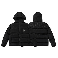 外国貿易Trapstarの経典の小さい標準の黒色の厚い綿の服の帽子は取り外し可能なタイプのジャケットのカップルのコートを着脱します。