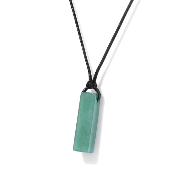 Irregular stone rectangular pendant necklace men's European and American style new energy raw stone wire rope adjustable protective stone