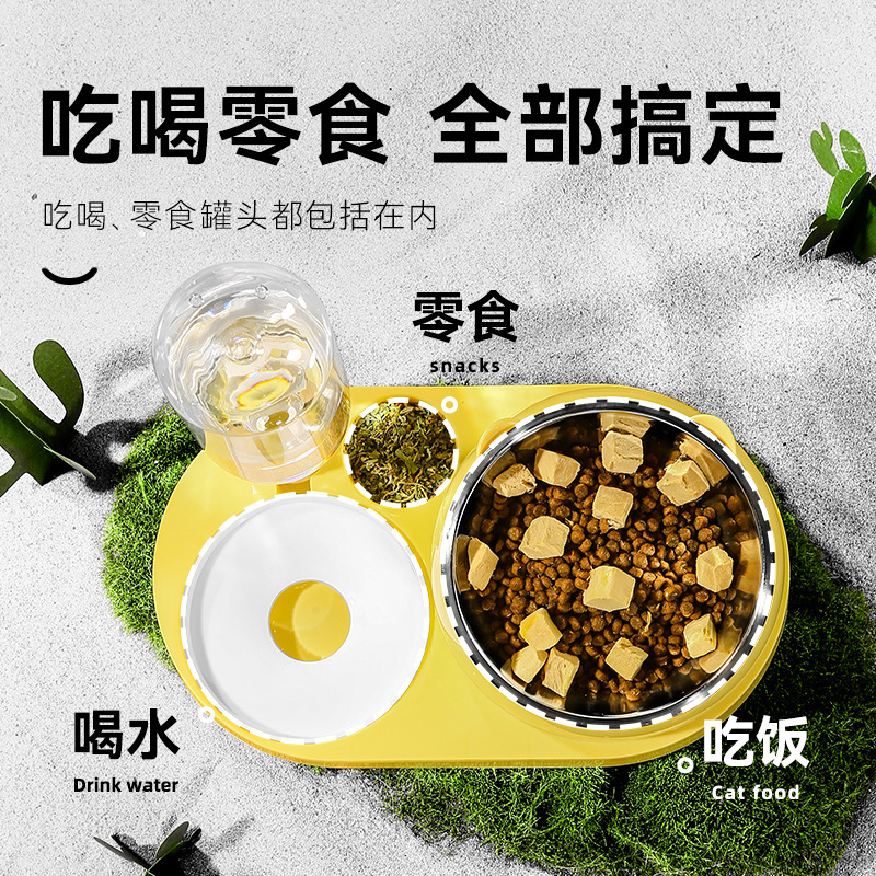 Tazón de gato Tazón doble Tazón de agua potable automática Tazón de perro Tazón de comida Teddy Tazón de arroz Perro Gato Bebida de agua Tazón de comida para gatos Tazón para mascotas