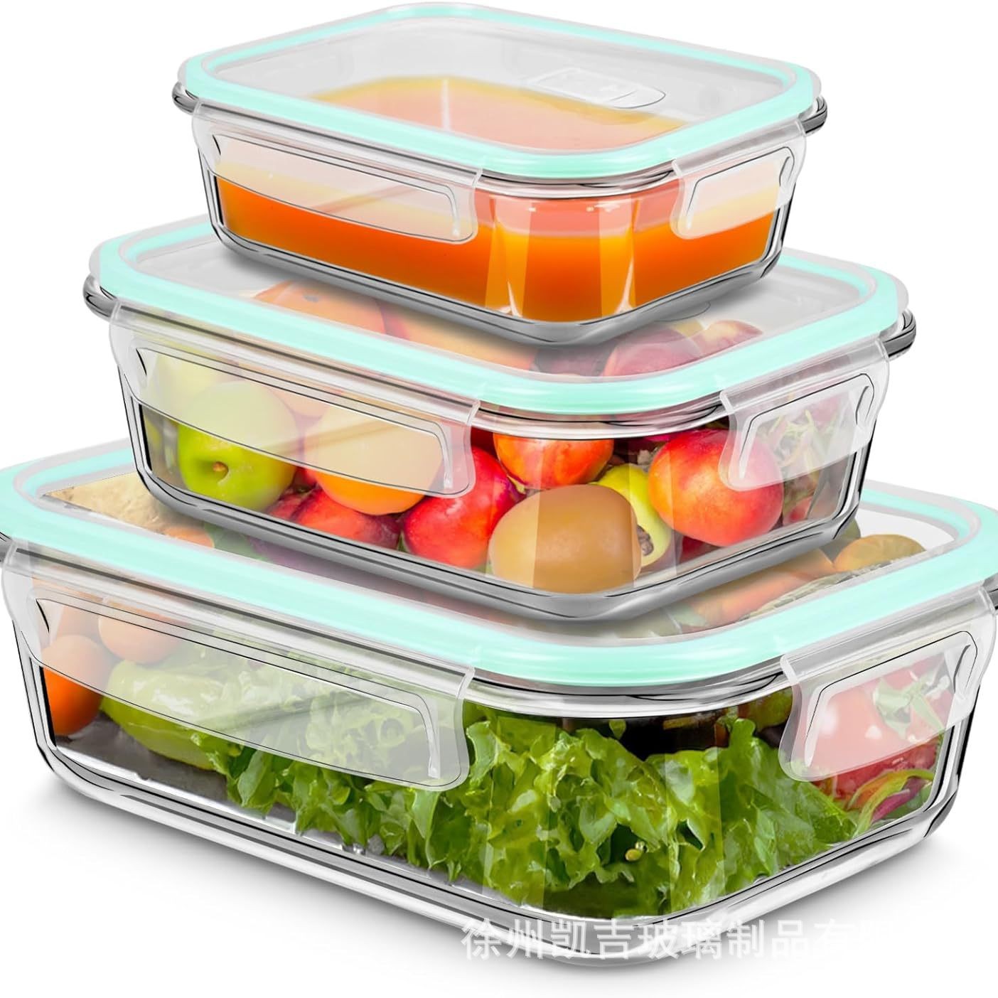 Caja hermética, tazón de vidrio de borosilicato de alta resistencia, caja de almacenamiento para refrigerador, frasco sellado, lonchera apta para horno y microondas.