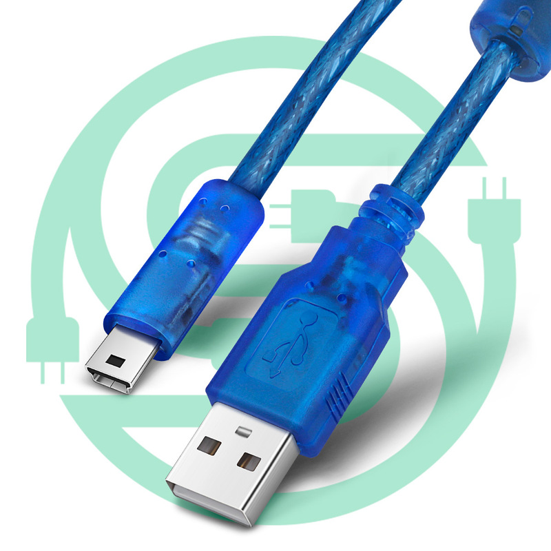 USB cable manufacturer transparent blue mini USB data cable 3 m MINI USB cable 5P line USBA to T