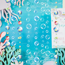 pvc圆片挂串气泡拉花海洋主题美人鱼水母装饰彩色泡泡拉旗批发
