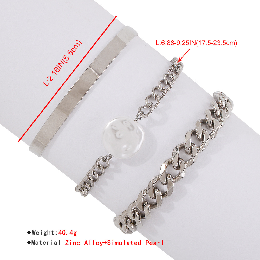 Ensemble De Bracelet Simple Chaîne Hip Hop Perle Géométrique À La Mode display picture 10