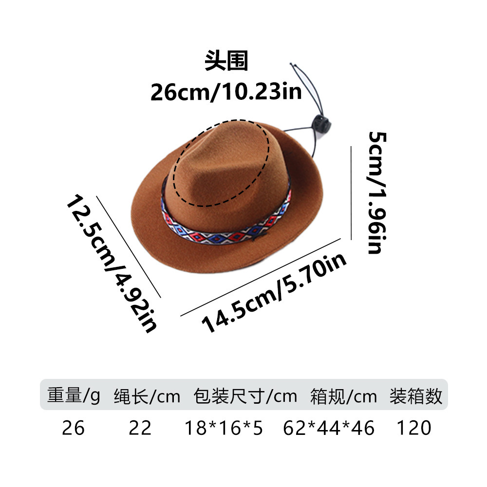 Conjunto de sombrero vaquero y pañuelo para perros, estilo occidental, popular transfronterizo, mini sombrero para gatos, venta al por mayor.