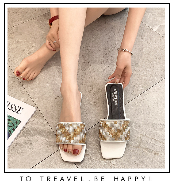 Ladies Checkerboard Flat Flip Flops Casual Summer Beach Slippers_voghion.com