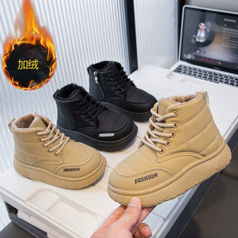 Сапоги для девочек 2024 осенние и зимние новые детские снежные сапоги плюс бархат толстый хлопок сапоги хлопчатобумажная обувь для девочек