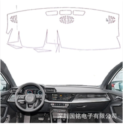 Cross-Border Applicable Audi A3 Sportback2024 Car Central Control Dashboard Cover Flannel Silicone Protective Pad (Günəş əleyhinə siperlik) - 2024-audi-a3-sportback-polyester-black-edge-left-hand-drive