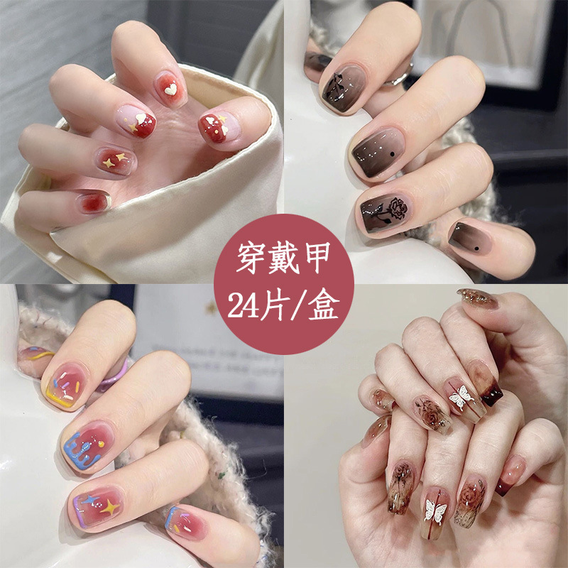 Summer wear jianuo gu nail beauty piece gradient nail patch nail patch fake nail piece wear nail finish