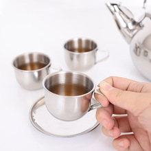 304不锈钢带柄茶缸 一两酒杯喝茶迷你水杯可爱儿童杯