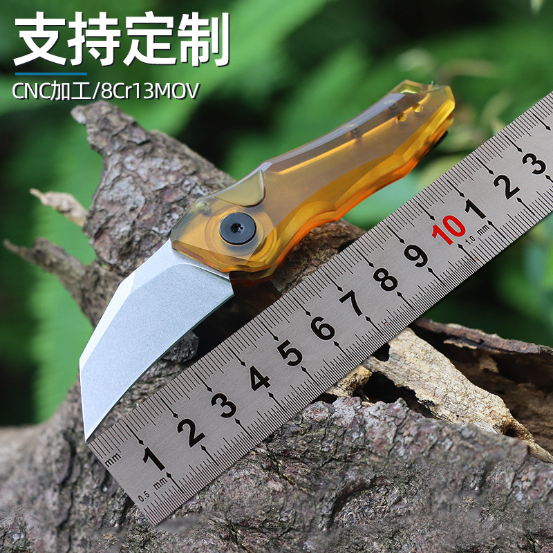 新品多功能EDC户外折刀野营求生刀具创意小刀不锈钢水果的PEI手柄