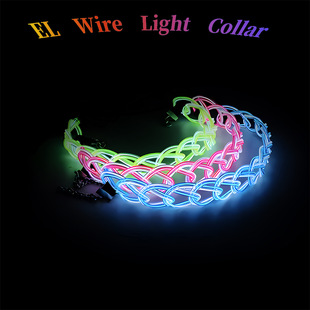 Cross-border Hot Sale New EL Cold Light Luminous Collar Halloween Luminous Hair Ring Luminous LED Flash Props