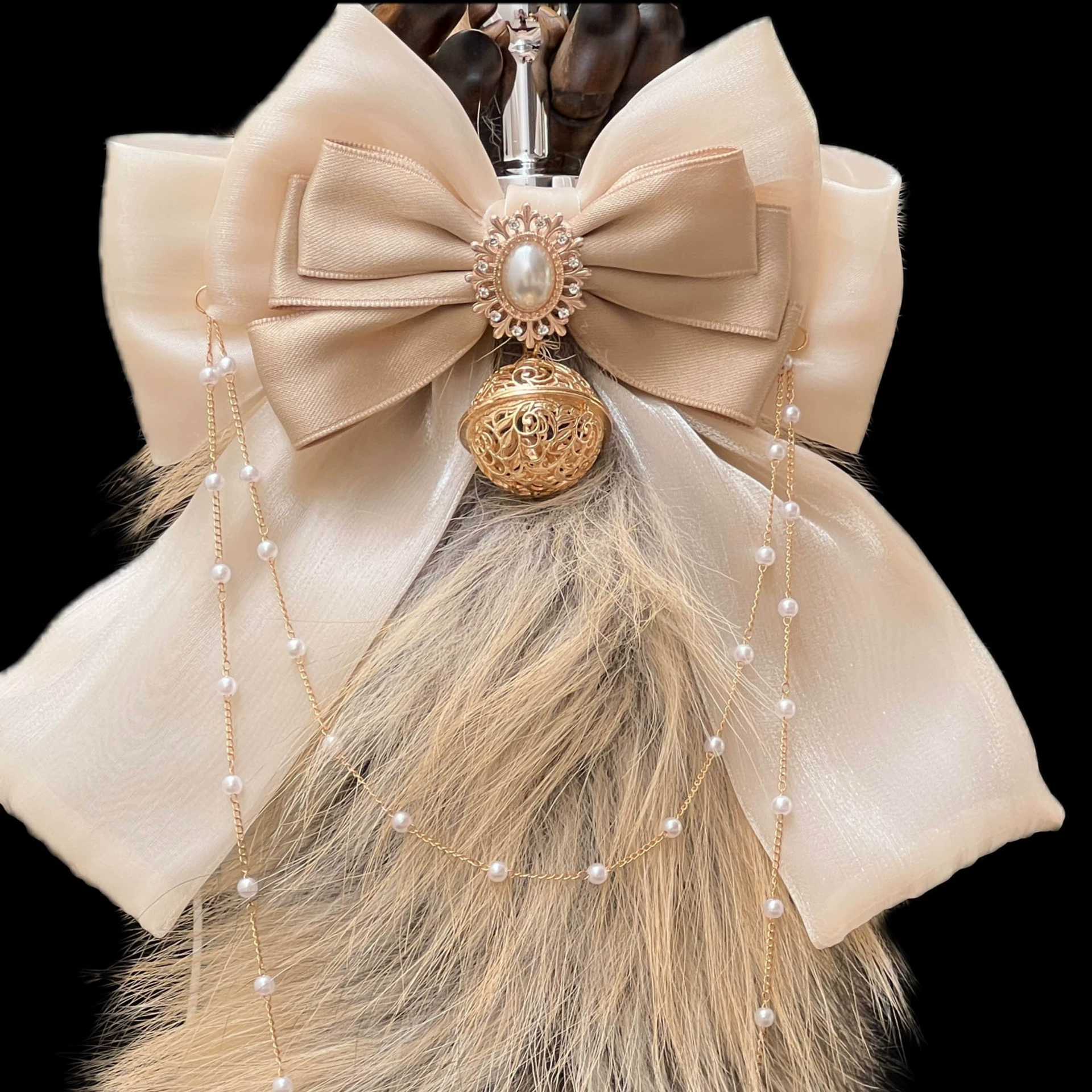 «Dune» 40см лисьийReal fur tail anal plug removable SM секс-игрушка бант колокольчик звенящий задний двор