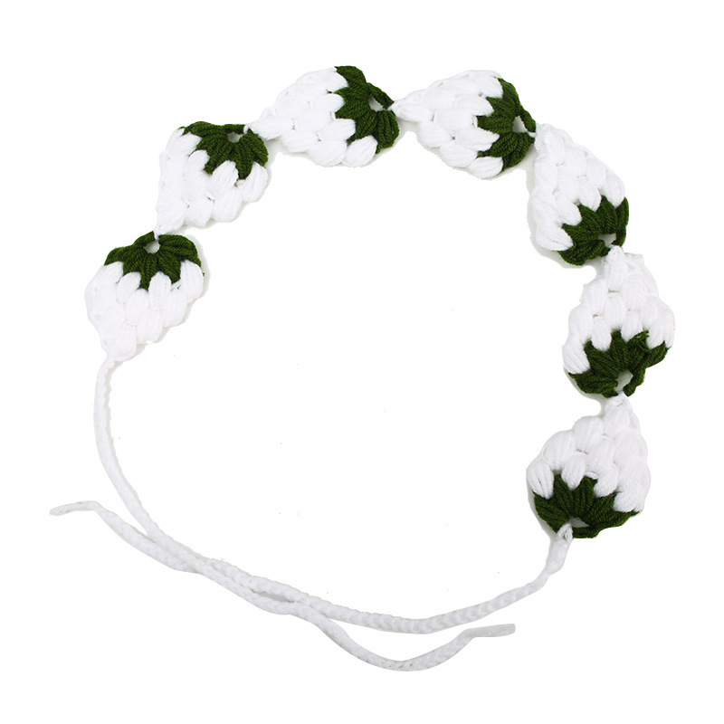 Francia cereza toallas triangulares mujeres primavera y otoño viajes padres-hijos gancho de punto flores hueco pañuelo de arte correa de pelo gorro