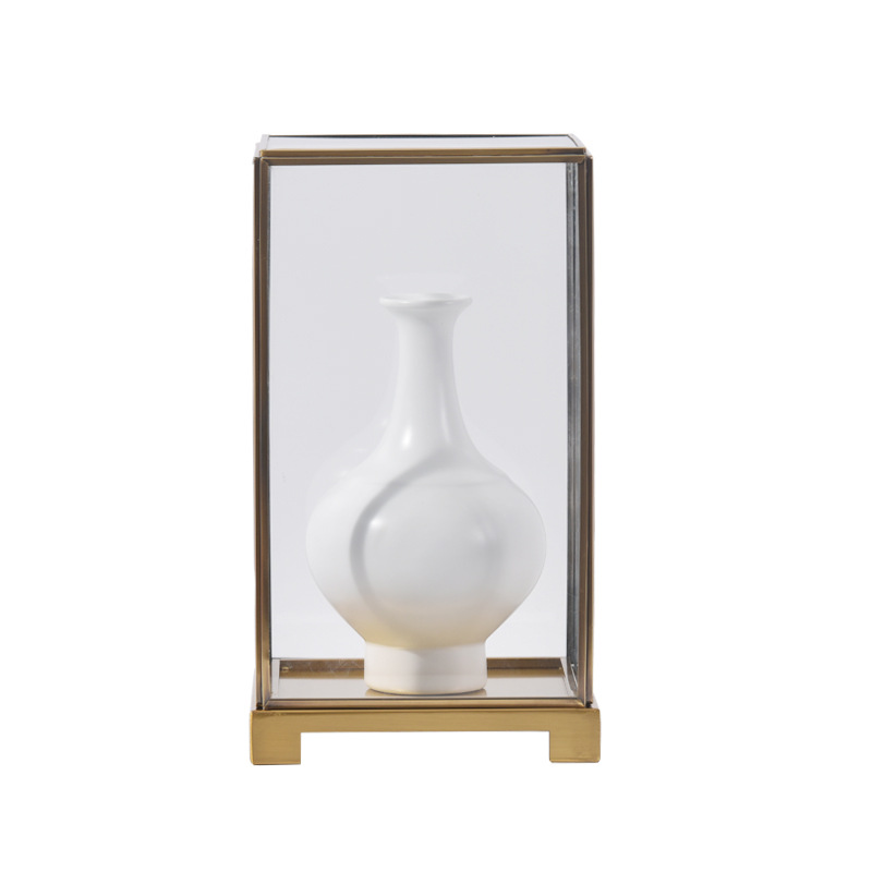 新中式陶瓷花瓶香炉玻璃罩摆件样板间隔断书房茶室家居软装饰品