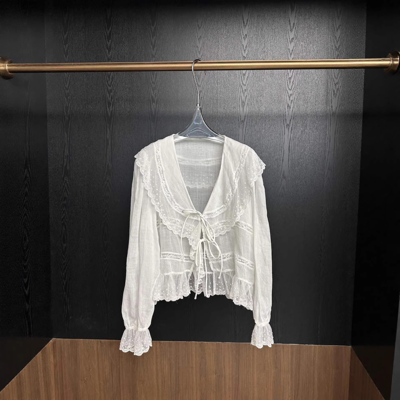 Dtwo Spring New Style Accordion Pleated Shirt Women's Long-Sleeved Student Sweet Artistic Loose Shirt 6121396