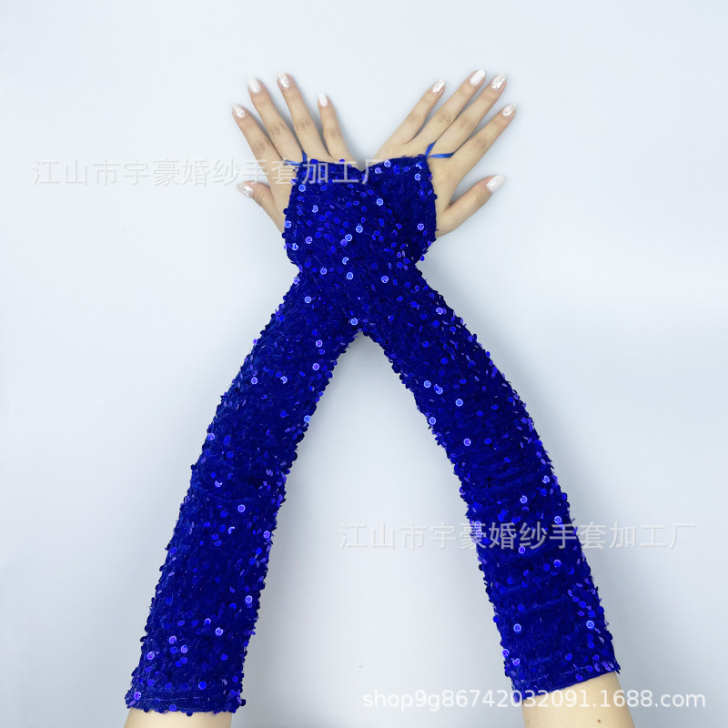 金丝绒闪亮手套露指手套跨境圣诞节手套cosplay服饰表演手套|undefined